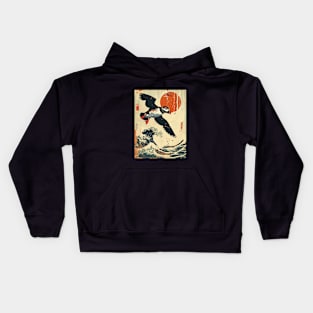 vintage japanese royal Puffin Kids Hoodie